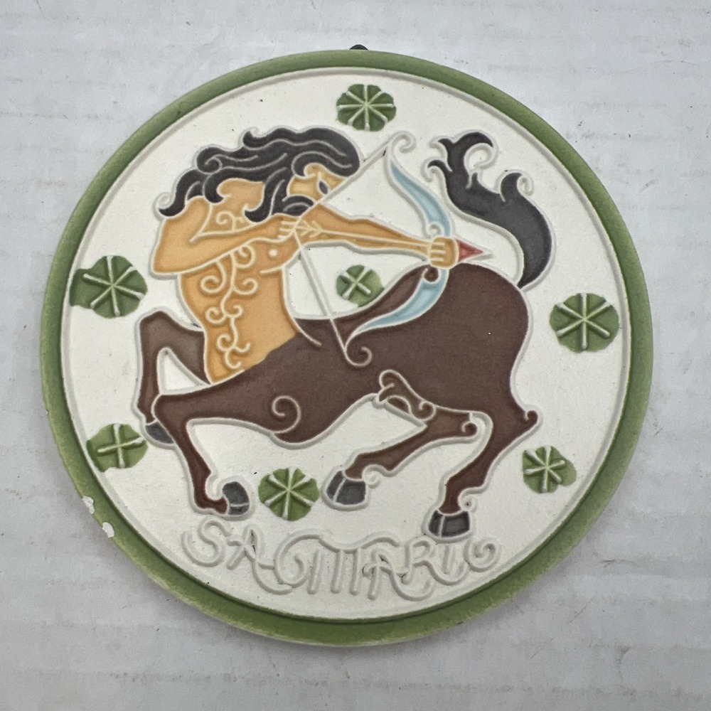 Sagittarius Horoscope Plaque Mermaid 4 3/4'' Made by Hand in Italy Luciano‎